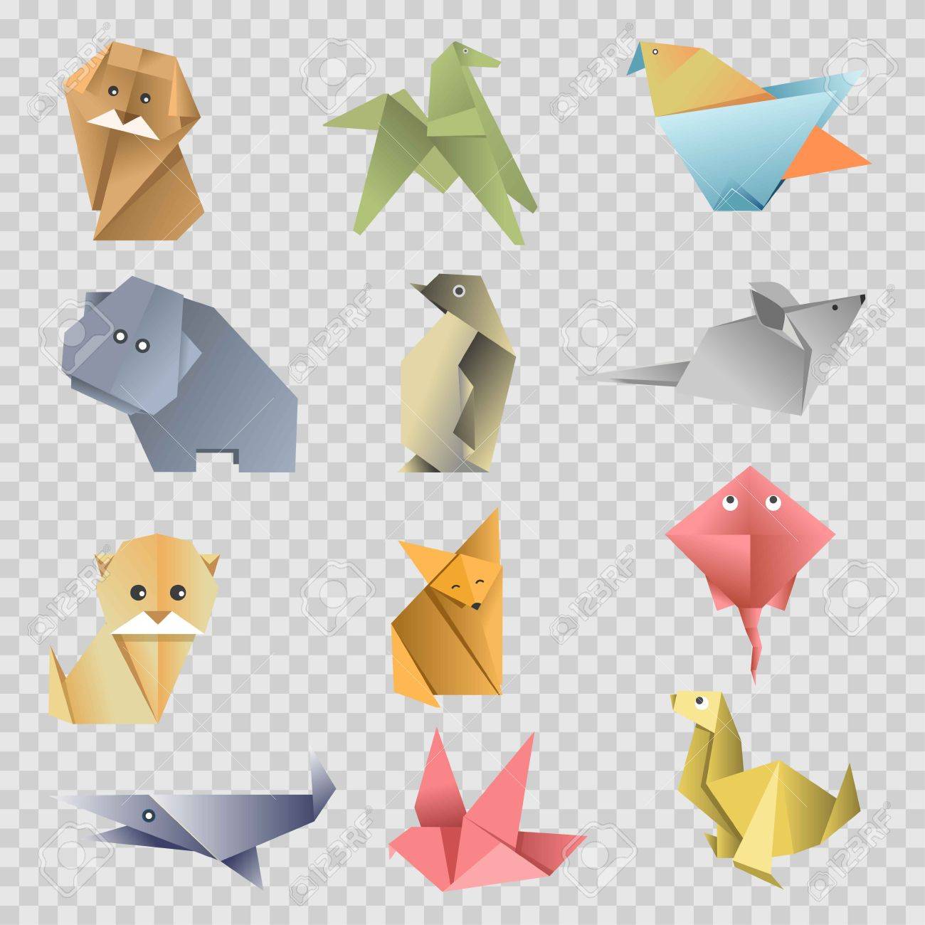 Welp Origami Papier Dieren, Vogels En Vissen Platte Ingesteld Op MV-49