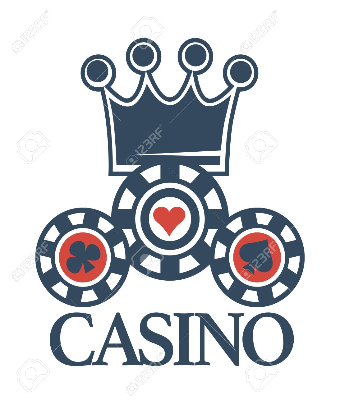エリートのカジノ分離エンブレム王冠とポーカー チップを搭載しました のイラスト素材 ベクタ Image