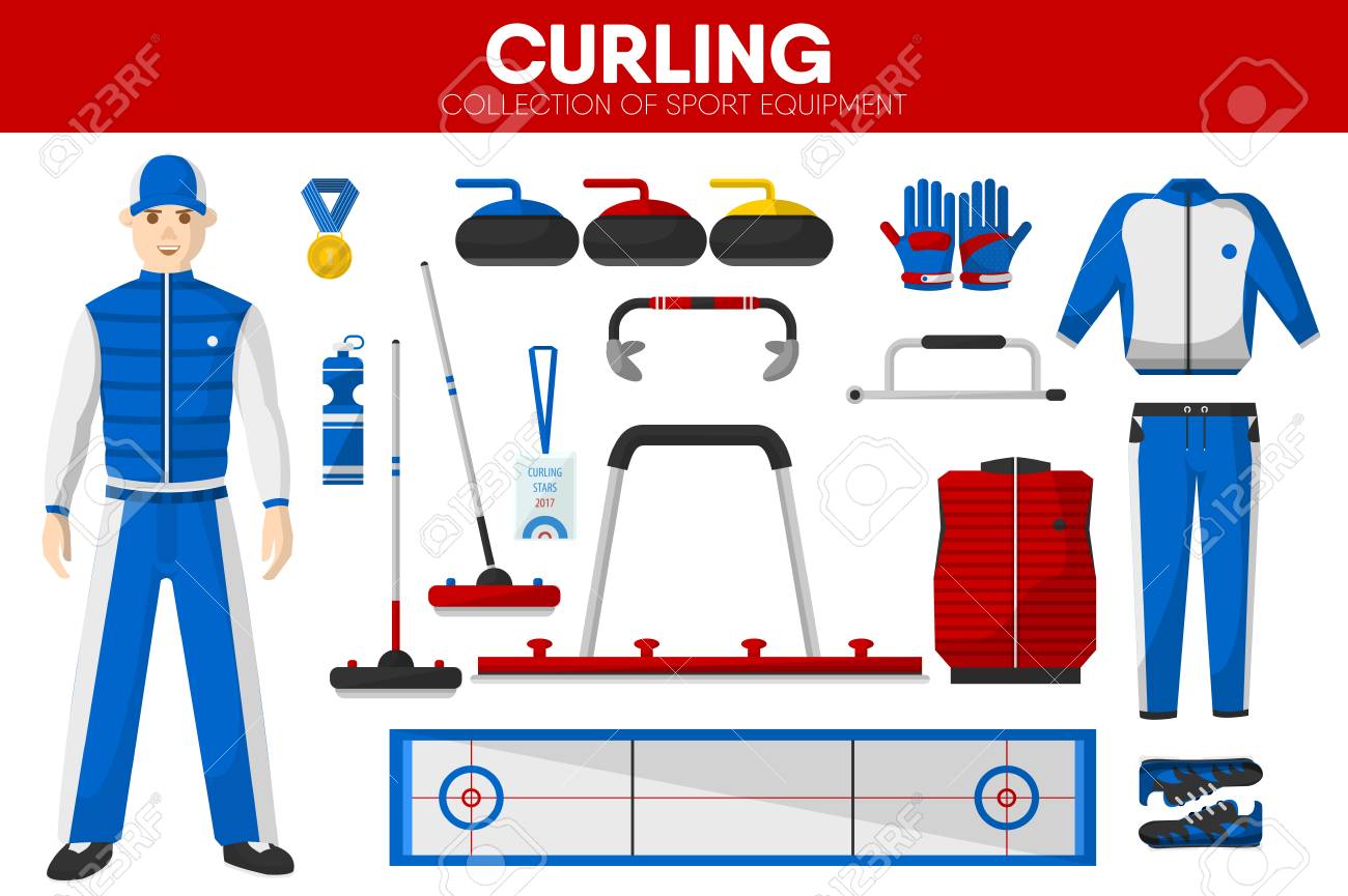 curling sport equipment vector