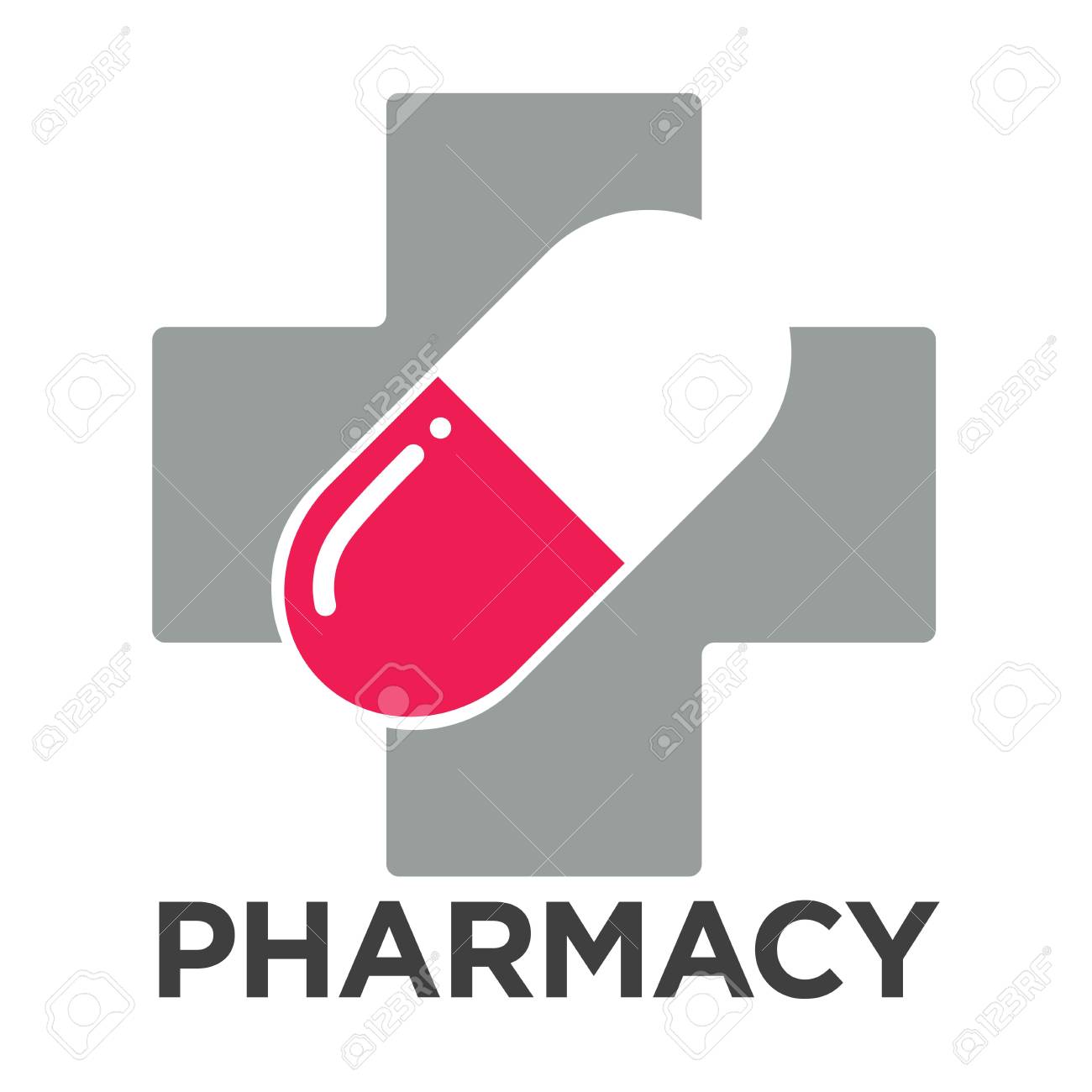 pharmacy or drugstore logo template vector cross and pill isolated