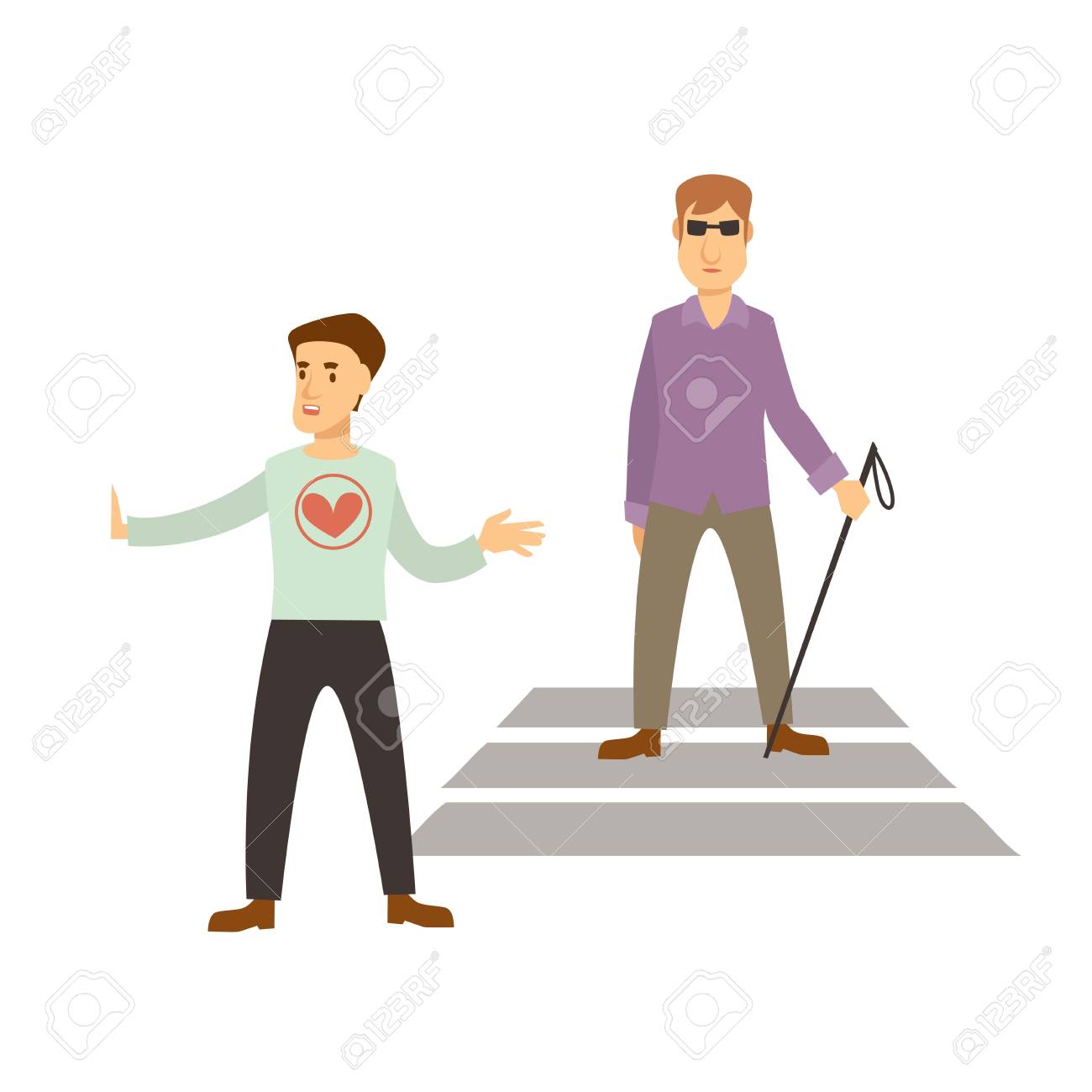 volunteer work or volunteering people vector social volunteer work for blind person