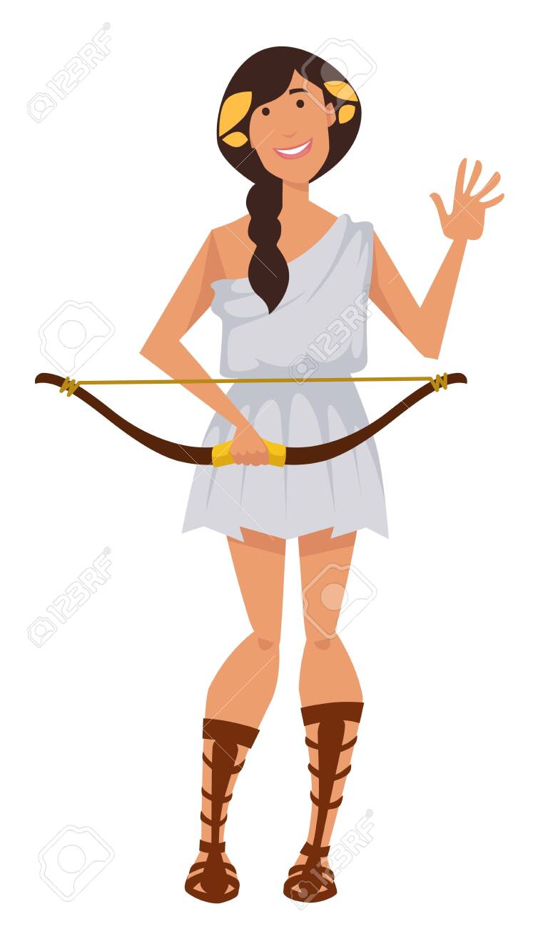 Artemis Ancient Greek Goddess With Bow Symbol Of Hunt Wilderness