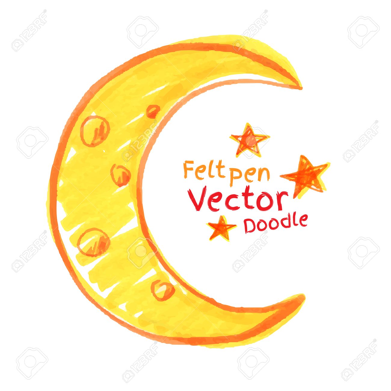 Felt Ninos Pluma De Dibujo De Media Luna Ilustraciones Vectoriales Clip Art Vectorizado Libre De Derechos Image 38329756