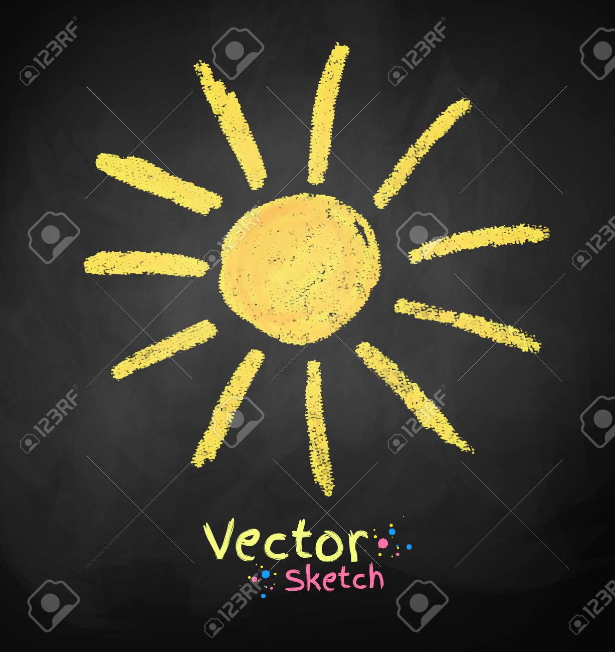 太陽の描画ベクトル黒板 のイラスト素材 ベクタ Image