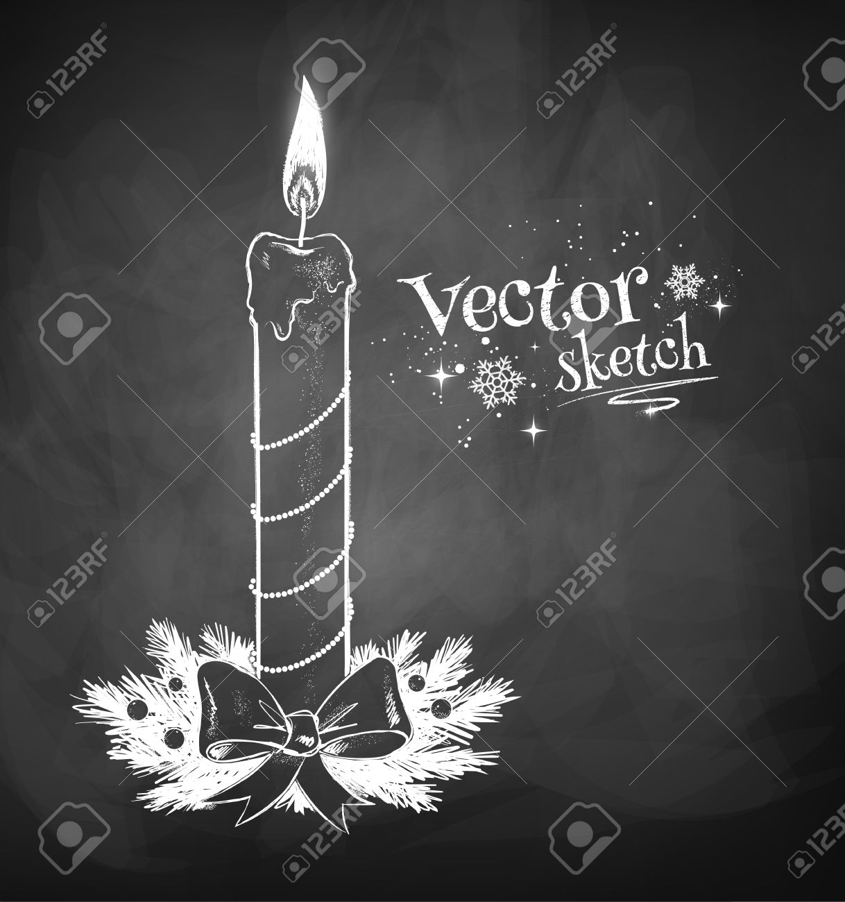 クリスマスキャンドルの描く黒板 のイラスト素材 ベクタ Image 38352673