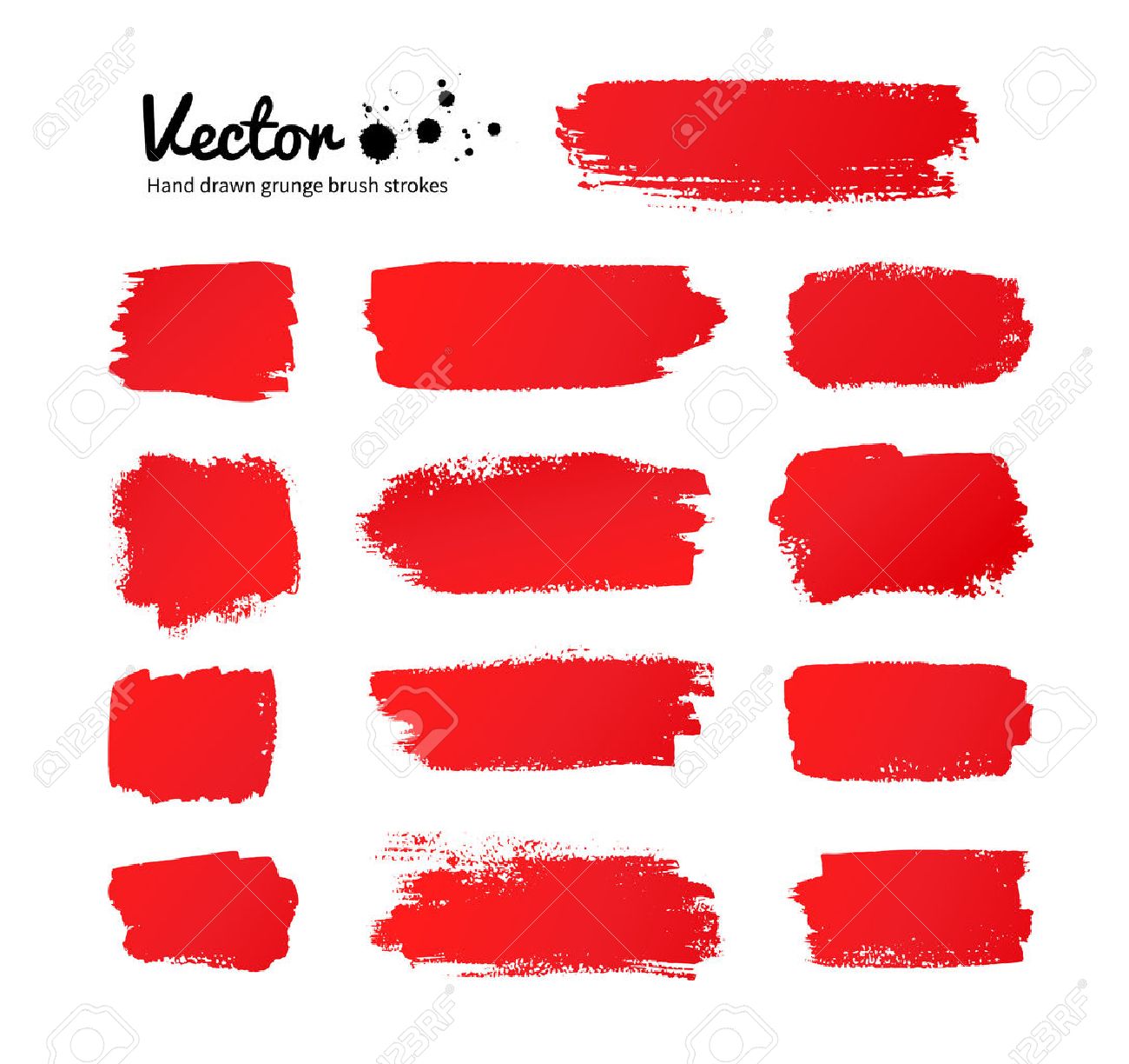 Vector grunge red paint brush strokes. - 39809595 Vector grunge red paint brush strokes. - 39809595
