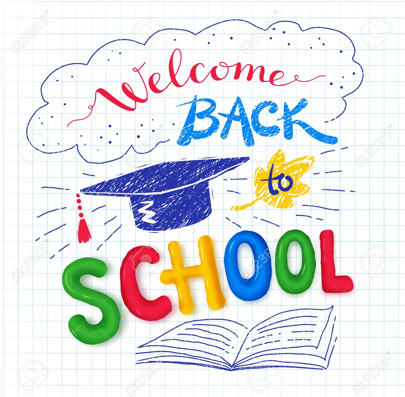 welcome back to school poster with plasticine letters and welcome poster for school