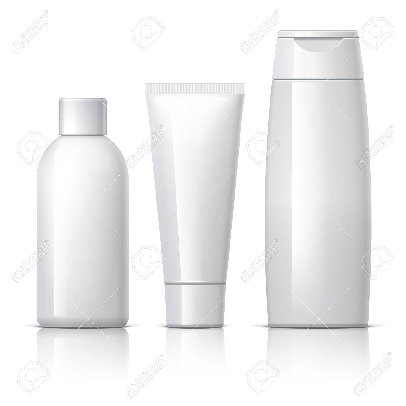白い背景の上の化粧品のセット クリーム スープ 発泡体 シャンプー化粧品パッケージのコレクションです ベクトル イラスト のイラスト素材 ベクタ Image