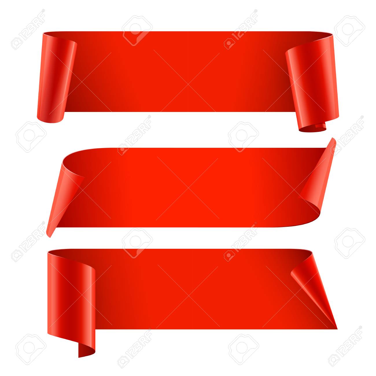 ribbons set realistic red