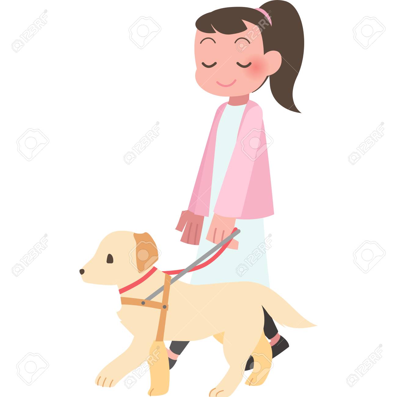 女性の散歩犬のイラスト素材 ベクタ Image 女性の散歩犬のイラスト素材 ベクタ Image