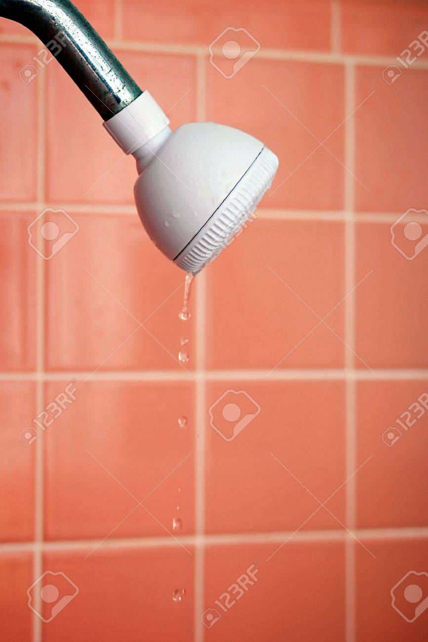 Bathroom Tiles Leaking a white plastic showerhead attached to a rusty metal pipe is Bathroom Tiles Leaking a white plastic showerhead attached to a rusty metal pipe is
