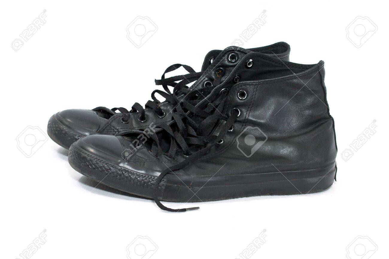 black leather basketball shoes