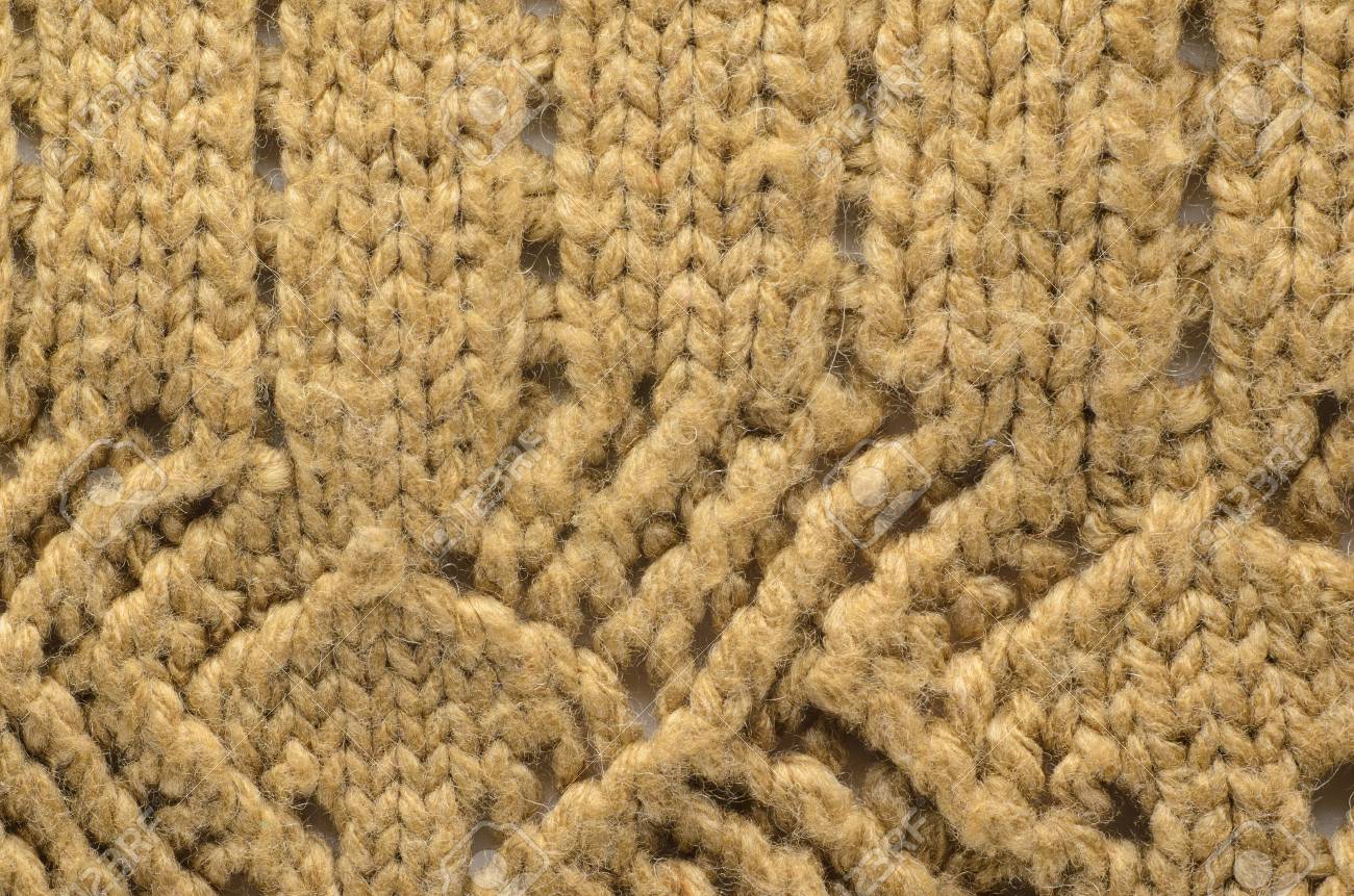 Beige Texture Of A Knitted Sweater With Two Types Of Knitting