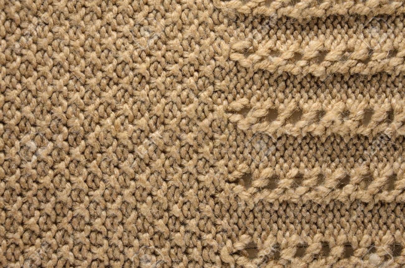 Beige Texture Of A Knitted Sweater With Two Types Of Knitting