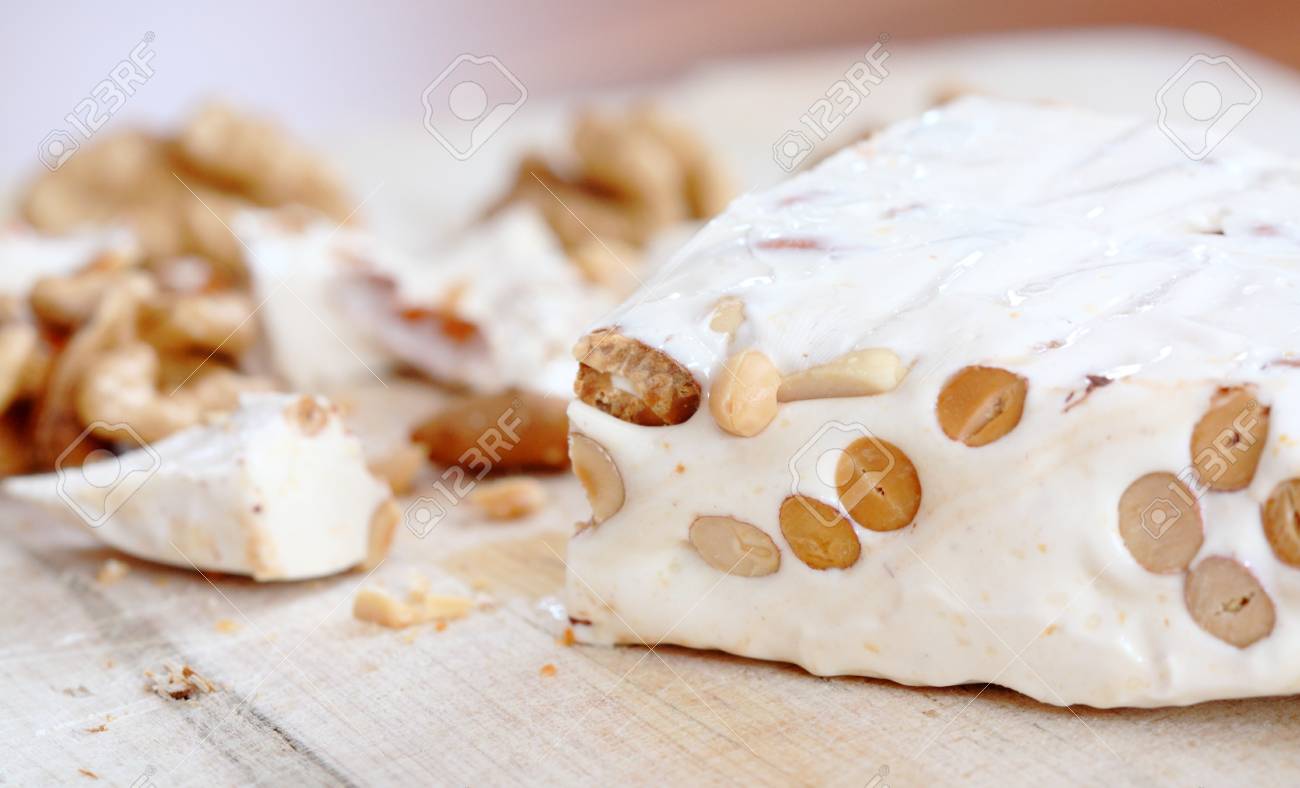 Pieces Of Turkish Delight Nougat With Nuts On Desk Stock Photo, Picture and  Royalty Free Image. Image 18791105.