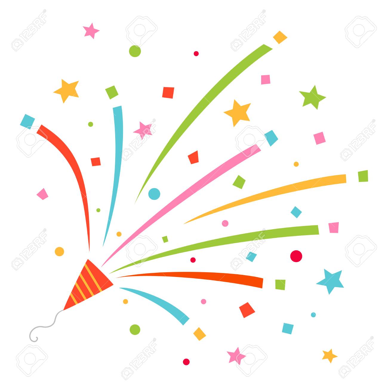 Colorful Party Popper In Cartoon Illustration Royalty Free