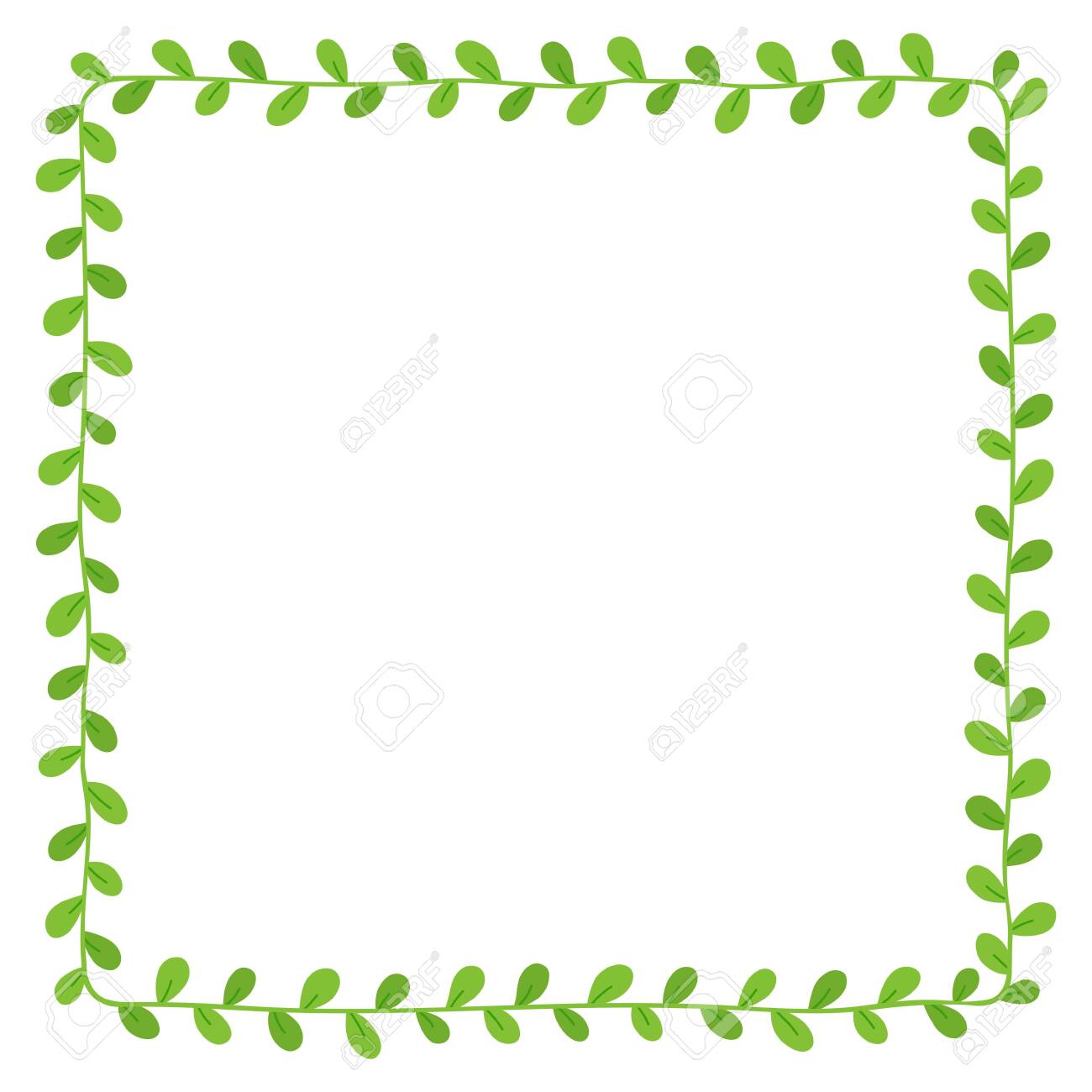 Green Leaves Border Frame On White Background Royalty Free Cliparts Vectors And Stock Illustration Image 142926443