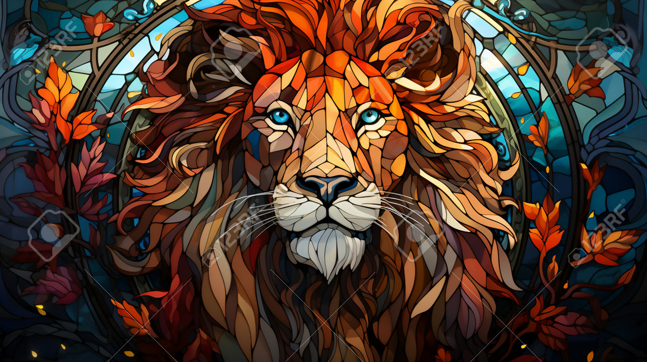 ライオンの顔のガラスアート ガラス細工｜ライオンさん｜フォーカート