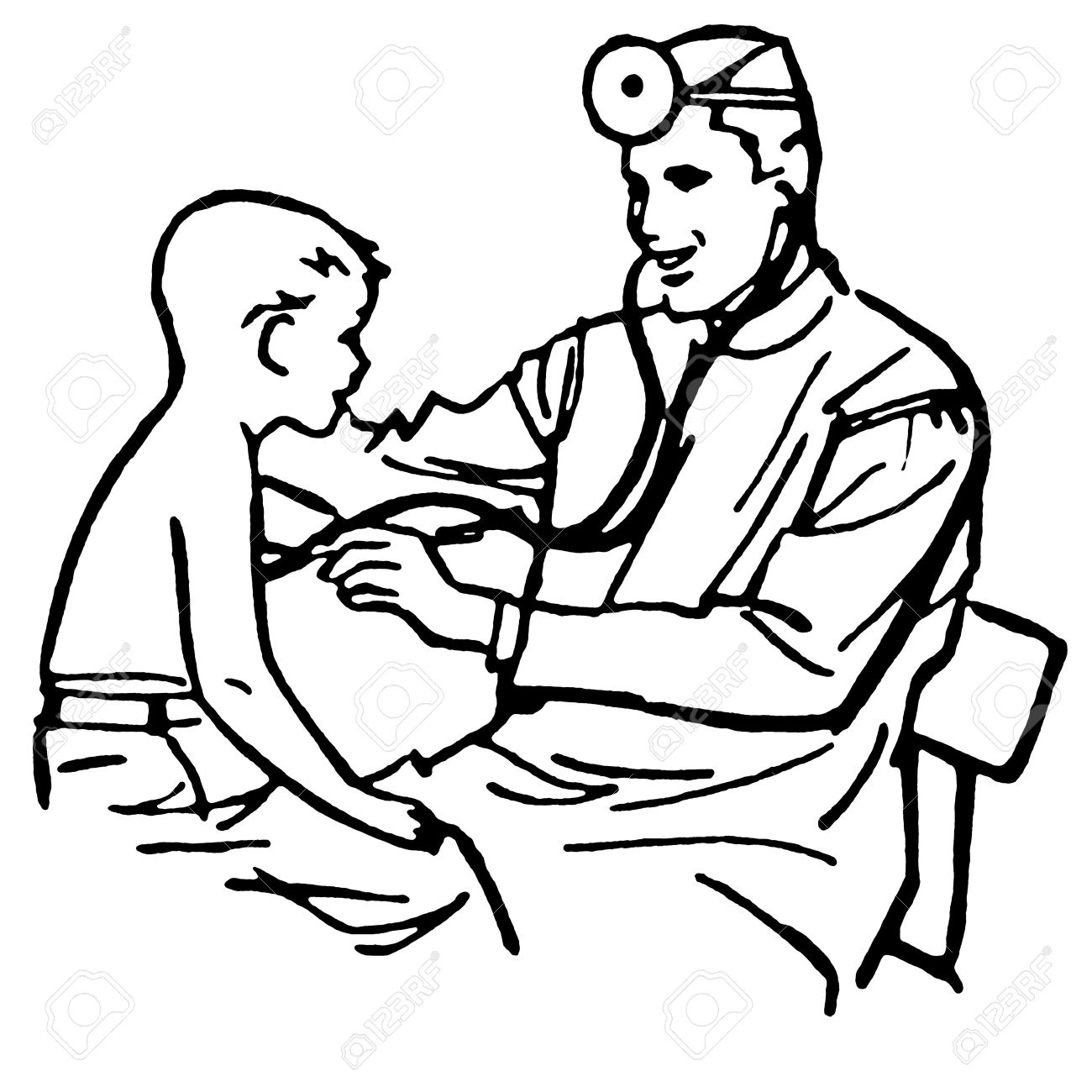 A Black And White Version A Vintage Drawing A Doctor Having A Black And White Version A Vintage Drawing A Doctor Having