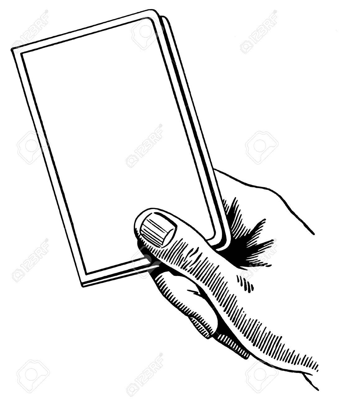 パスポートを持っている手のイラストの黒と白のバージョン の写真素材 画像素材 Image