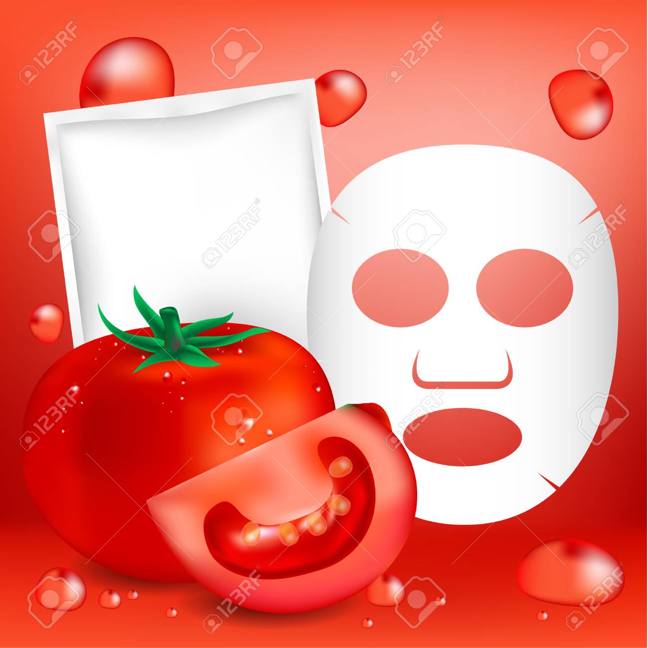 Download Tomato Face Mask And Blank Package Vector Illustration Royalty Free Cliparts Vectors And Stock Illustration Image 76433841 PSD Mockup Templates