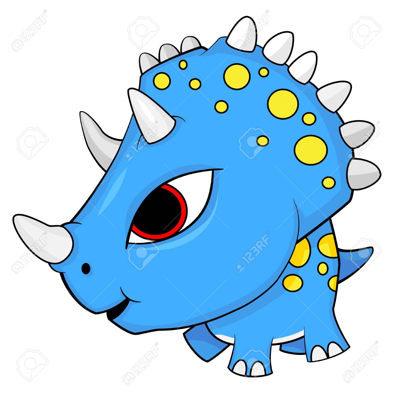 Illustration Of Cute Cartoon Blue Baby Triceratops Dinosaur Vector Eps 8 Royalty Free Cliparts Vectors And Stock Illustration Image