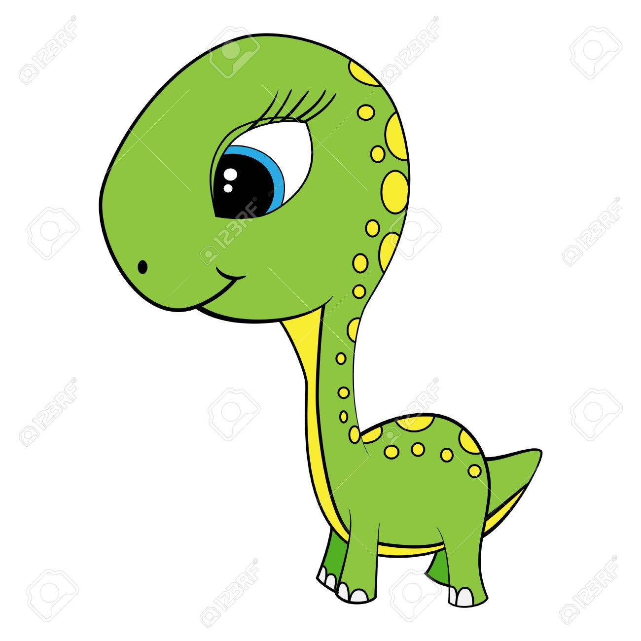 緑の赤ん坊はブロントサウルスの恐竜のかわいい漫画のイラスト ベクトル Eps8 のイラスト素材 ベクタ Image