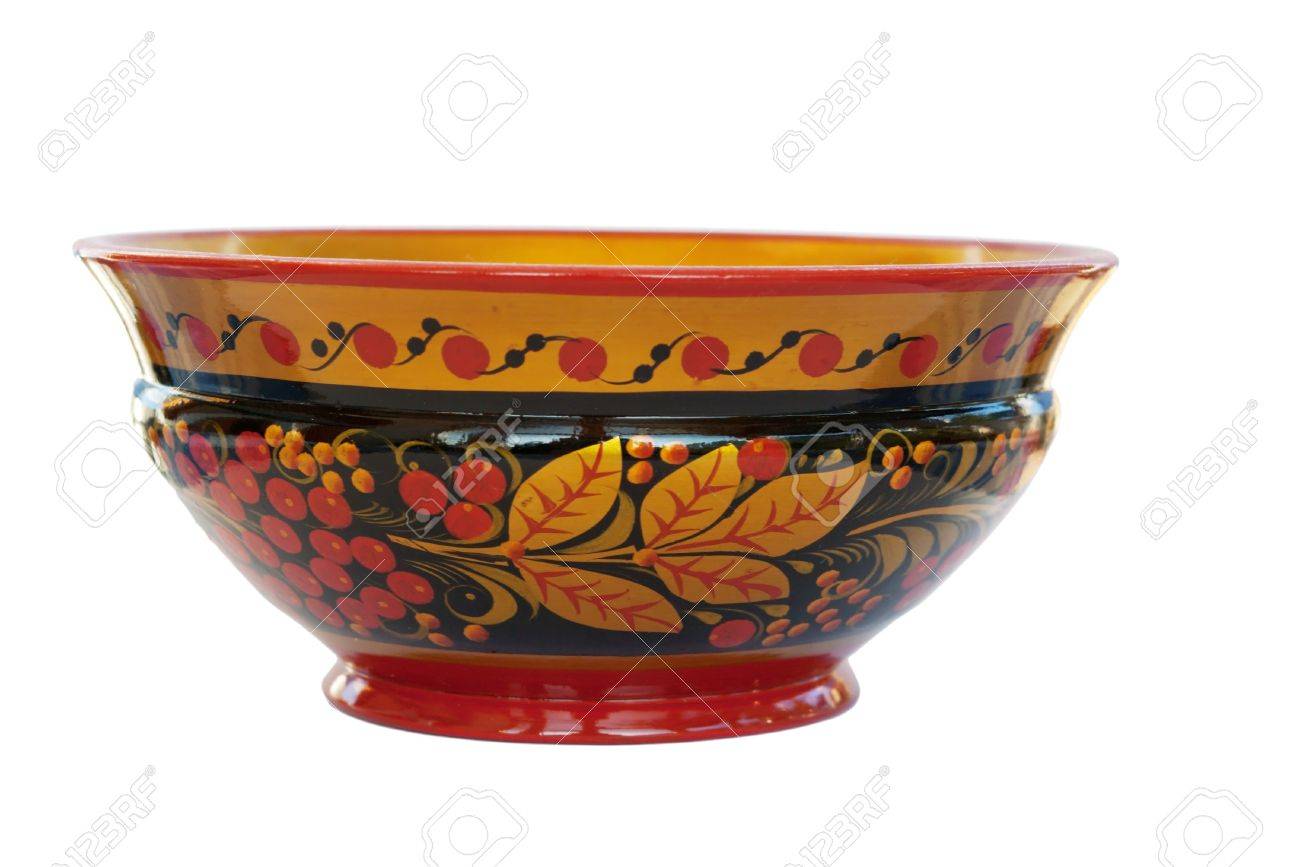 traditional russian khokhloma ornate bowl stock photo picture and