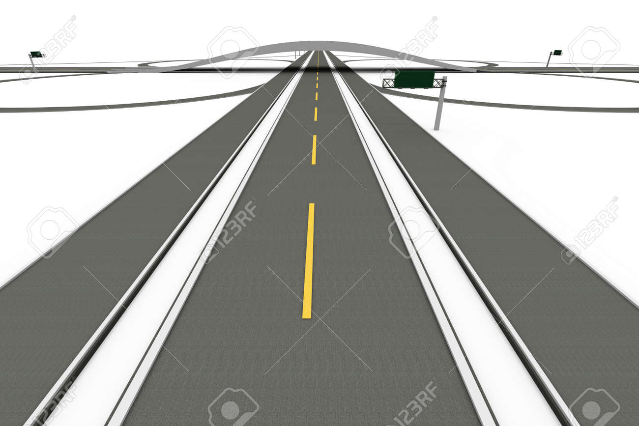A 高速道路インターチェンジ 3 D レンダリング 白のイラスト分離されました の写真素材 画像素材 Image