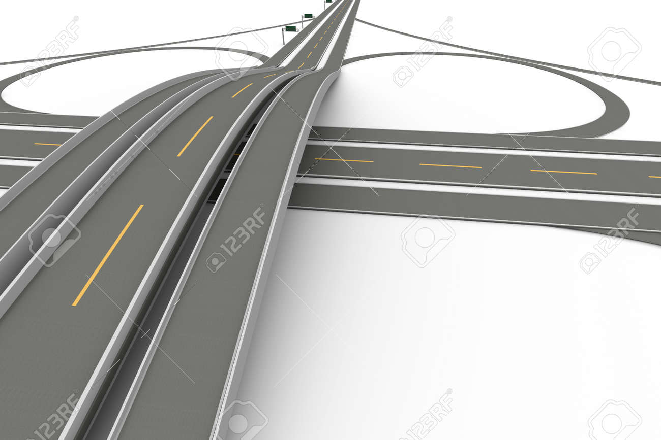 A 高速道路インターチェンジ 3 D レンダリング 白のイラスト分離されました の写真素材 画像素材 Image