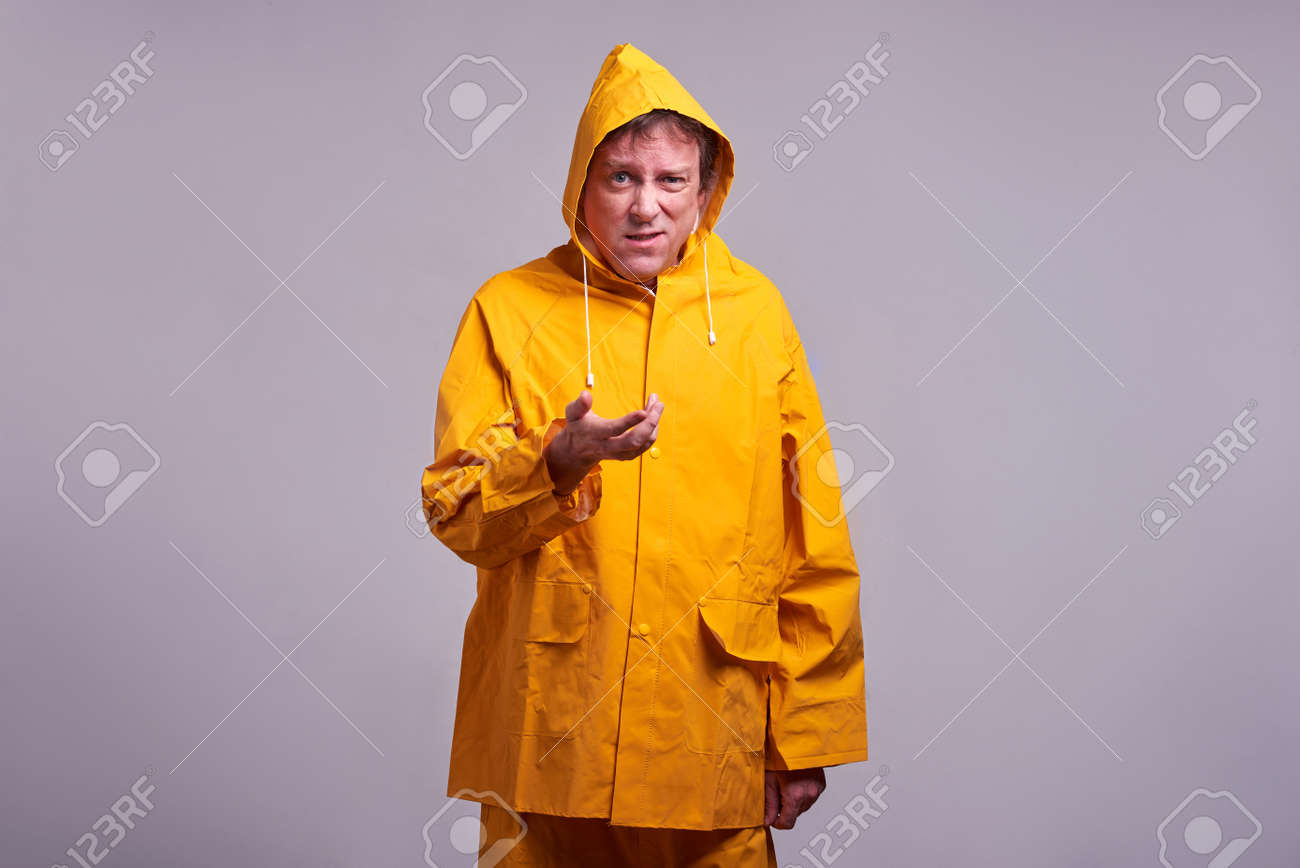 yellow raincoat man