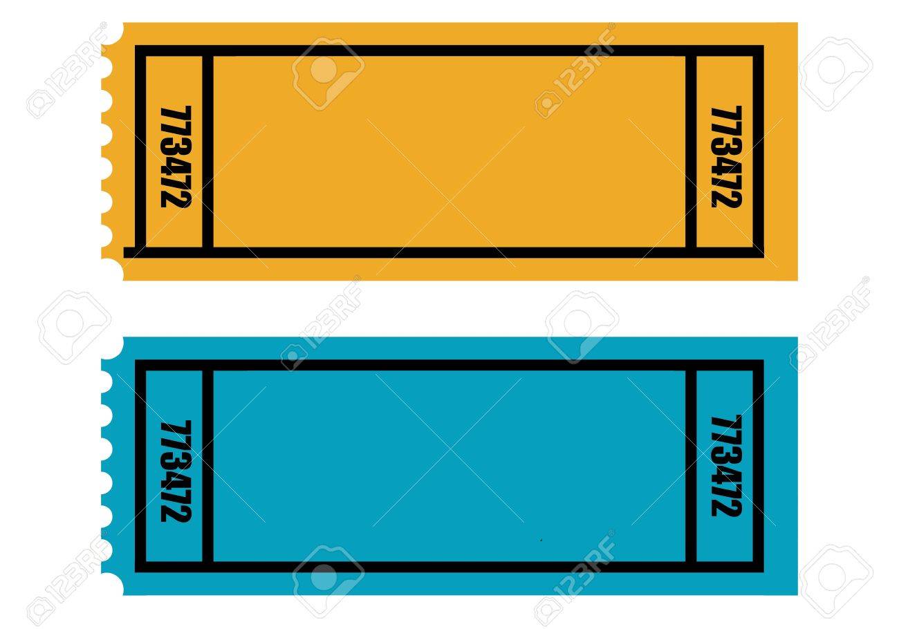 two blank perforated tickets isolated on white background stock