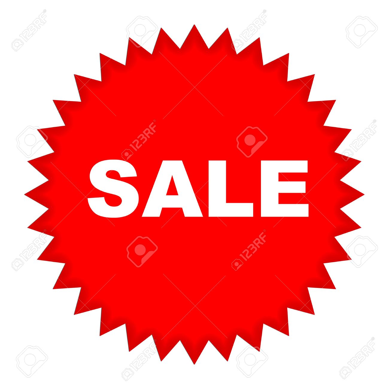 red sale price label isolated on white background stock photo
