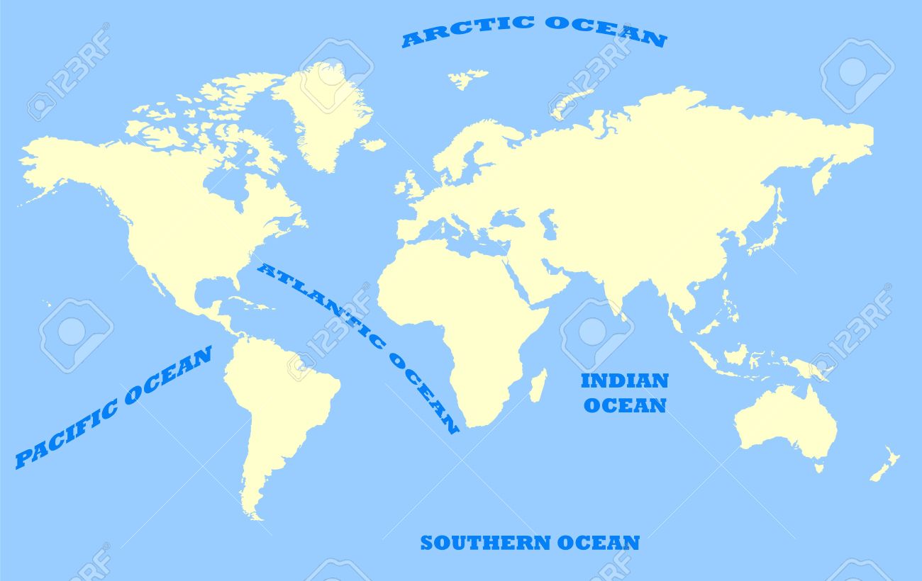 map du monde ocean et mer