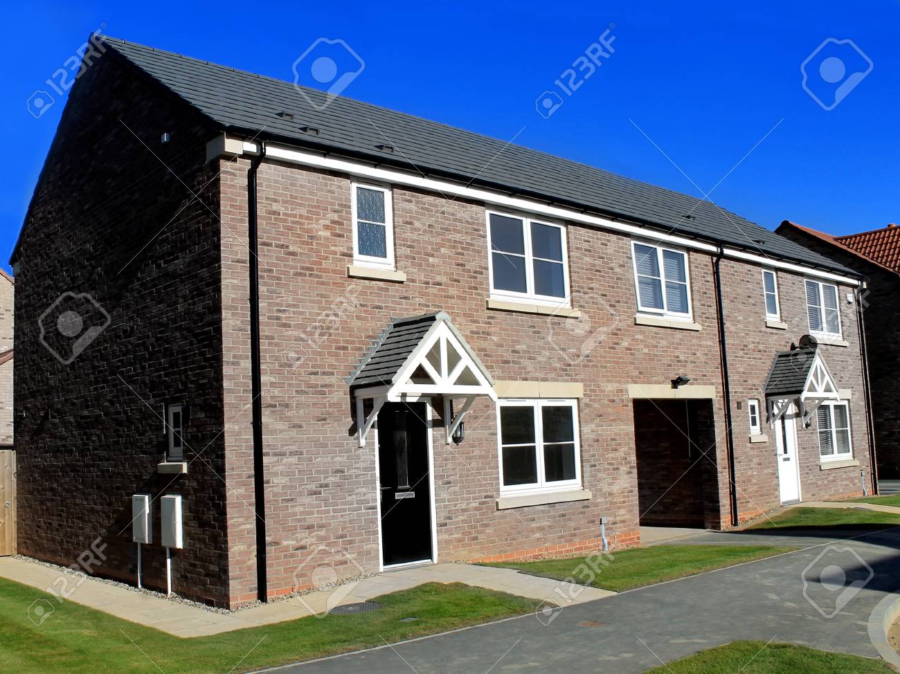New unoccupied modern houses on a housing estate in eastfield scarborough england stock