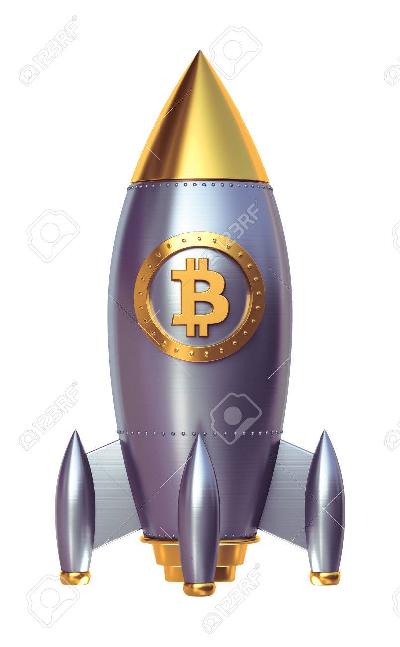 Bitcoin Rocket Launcher Cryptocurrency Concept The Growth Rate Of The Gold Coin For Designers And Breaking News Gold Piece Appreciation In The Form 3d Render Stock Photo Picture And Royalty Free Image