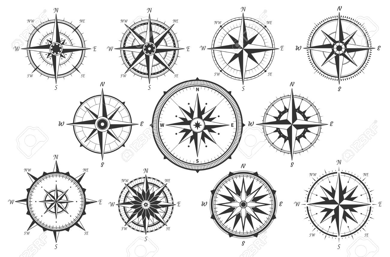 Wind rose. Map directions vintage compass. Ancient marine wind measure vector icons isolated. Isolated old sea or ocean navigation compass for ocean or marine retro cartography, boat or ship - 122318690 Wind rose. Map directions vintage compass. Ancient marine wind measure vector icons isolated. Isolated old sea or ocean navigation compass for ocean or marine retro cartography, boat or ship - 122318690
