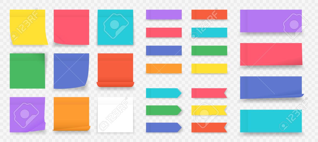 Sticky notes. Paper colored square reminders isolated on transparent background, empty notebook page. Vector illustration blank colorful sticky paper sheet to do note in office - 130831183 Sticky notes. Paper colored square reminders isolated on transparent background, empty notebook page. Vector illustration blank colorful sticky paper sheet to do note in office - 130831183