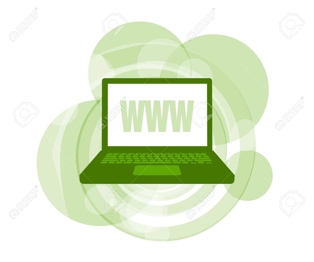 3D illustration of laptop computer displaying WWW against green background - 5826390 3D illustration of laptop computer displaying WWW against green background - 5826390