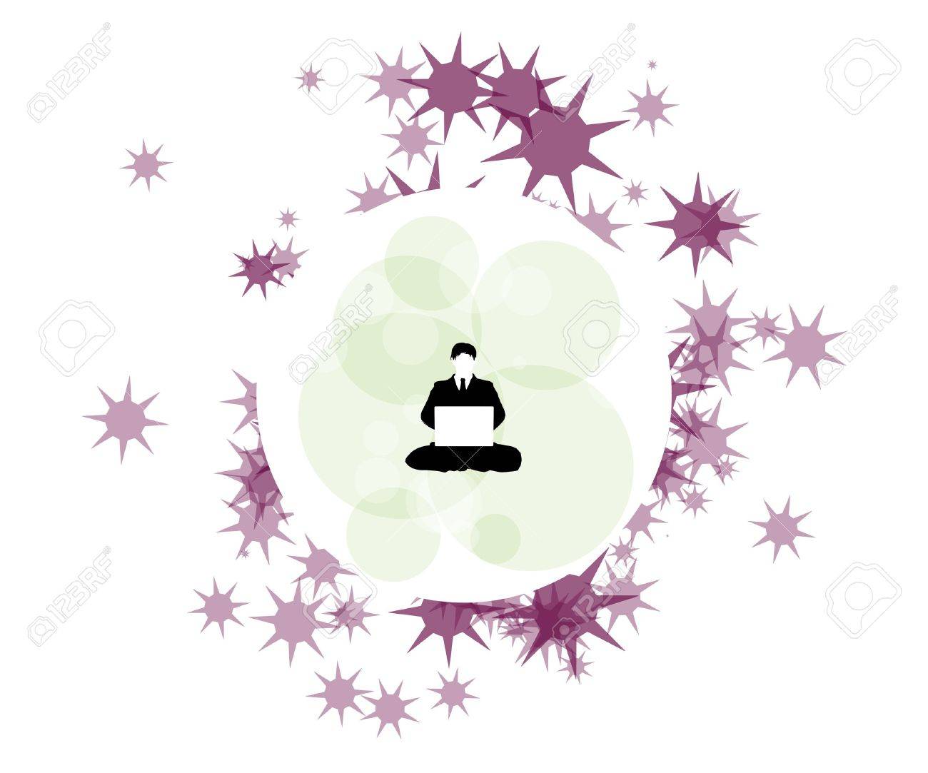 Businessman using laptop computer within sphere protected from virus attacks - 5826391 Businessman using laptop computer within sphere protected from virus attacks - 5826391