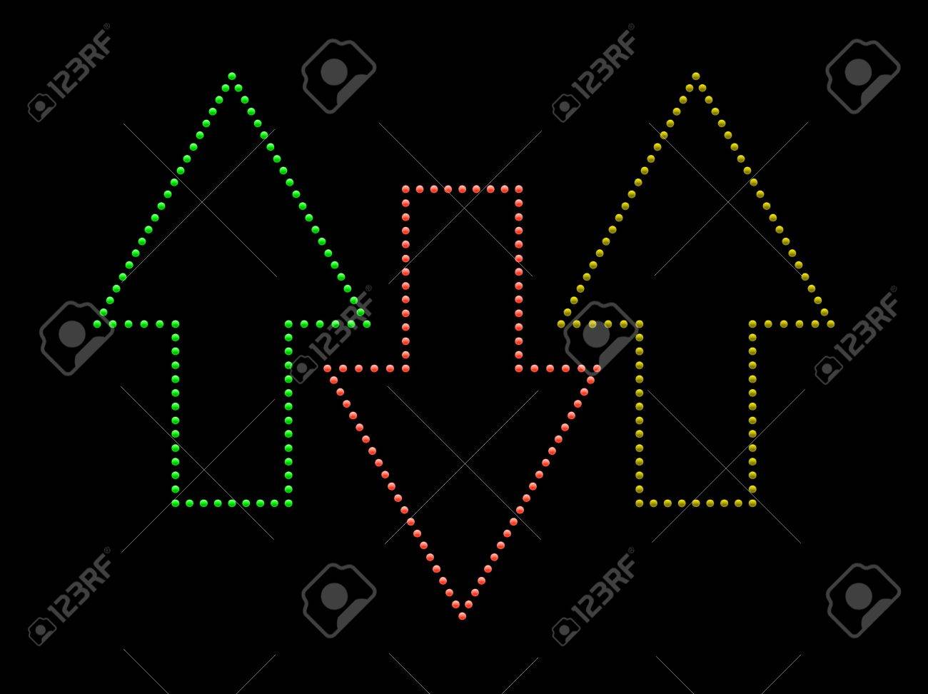 Illustration of colored arrows made up from shiny light buttons. - 9757256 Illustration of colored arrows made up from shiny light buttons. - 9757256