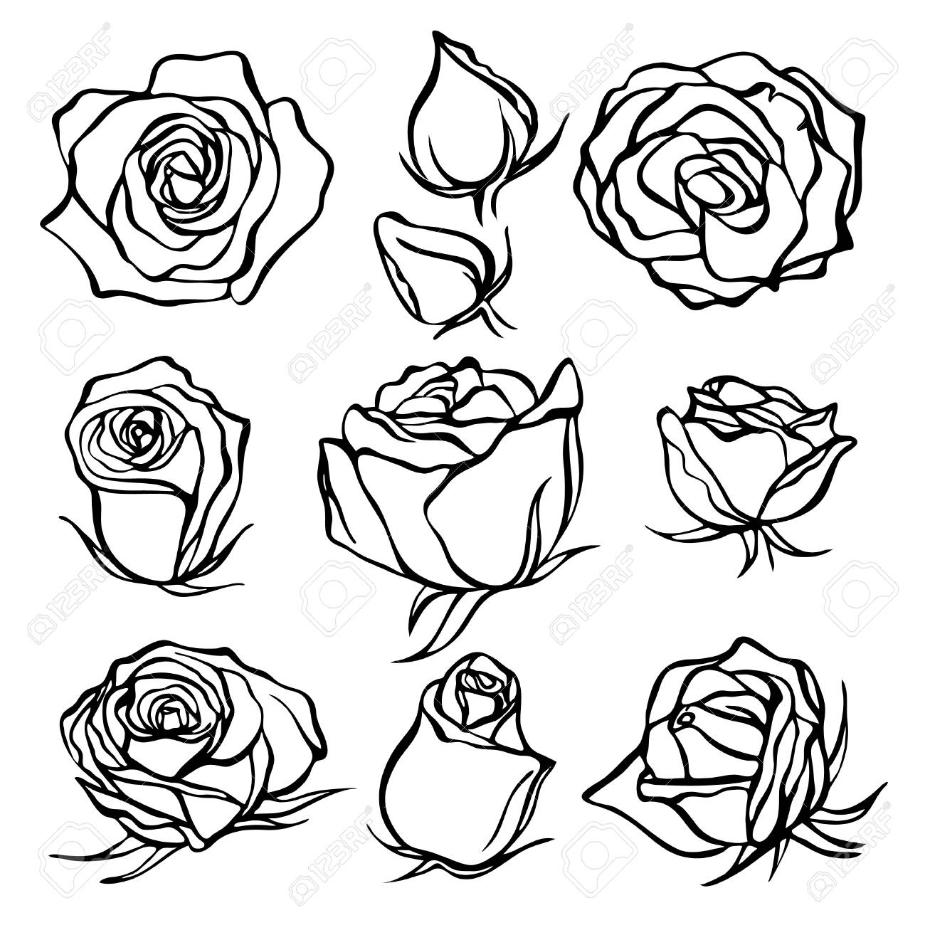 Sketch Rose Flower Set Pencil Sketch Flowers With Leaves On Royalty Free Cliparts Vectors And Stock Illustration Image 89410142 sketch rose flower set pencil sketch flowers with leaves on