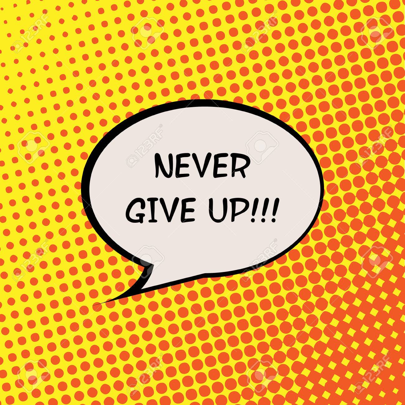 コミック ハーフトーンの背景動機引用ポスター タイポグラフィ ベクトルをあきらめない のイラスト素材 ベクタ Image