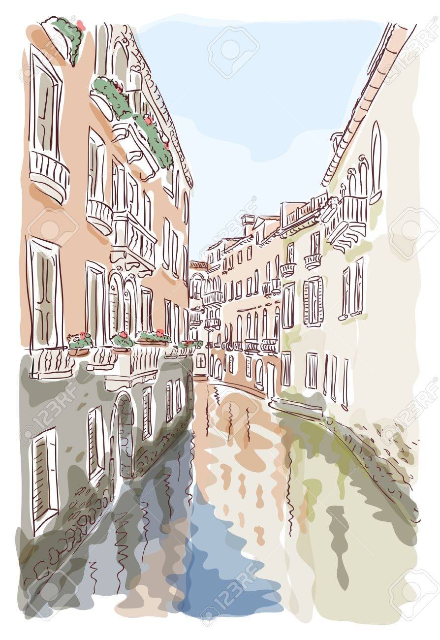 ヴェネツィア 水彩風 ベクトル イラスト のイラスト素材 ベクタ