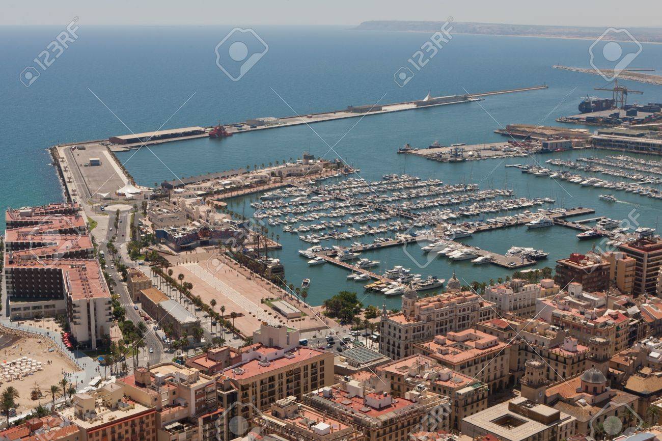alicante harbour stock photo