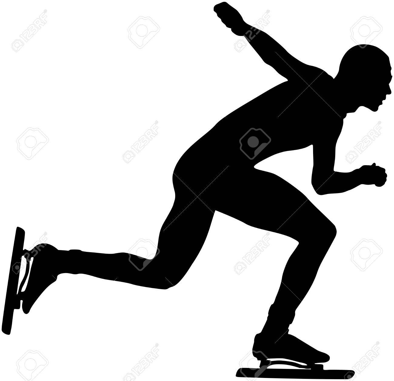 側面ビュー黒いシルエット競技スピード スケートのイラスト素材