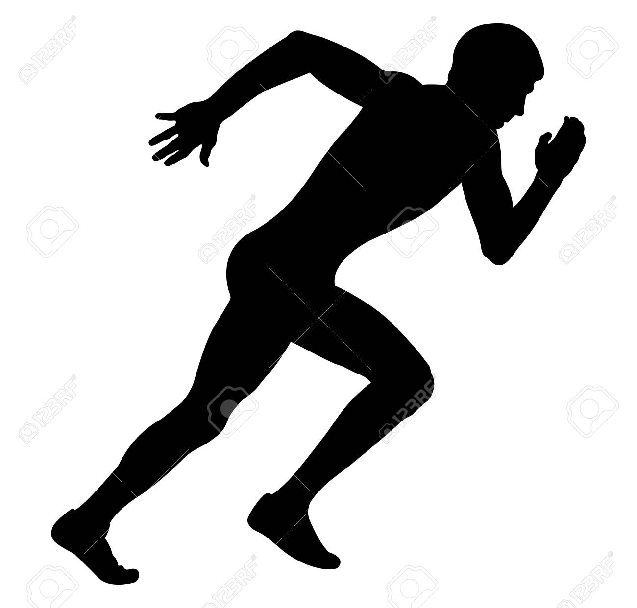 若い男スプリンターの高速起動と実行している黒いシルエット のイラスト素材 ベクタ Image