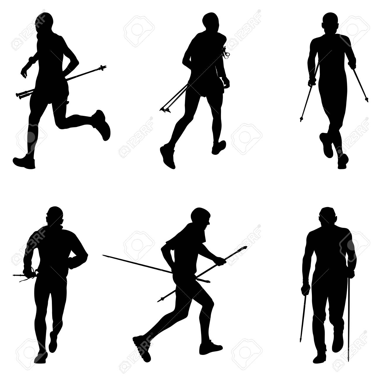 搭載したトレッキング ポール セット男性選手 Skyrunnerのイラスト素材 ベクタ Image 90247407