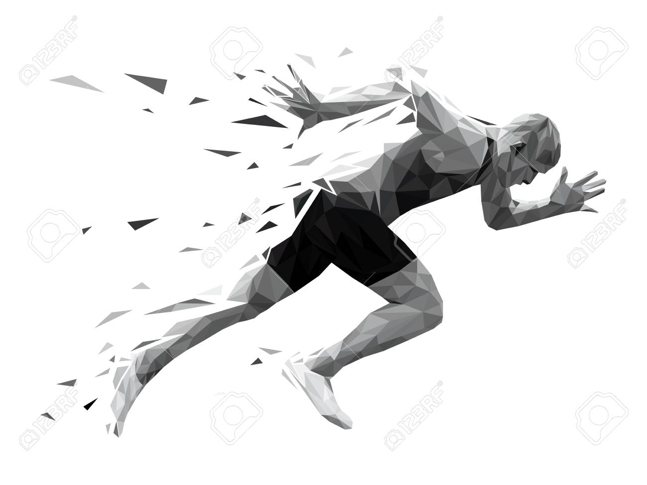 silhouette running man sprinter explosive start. polygonal particles - 93158765 silhouette running man sprinter explosive start. polygonal particles - 93158765