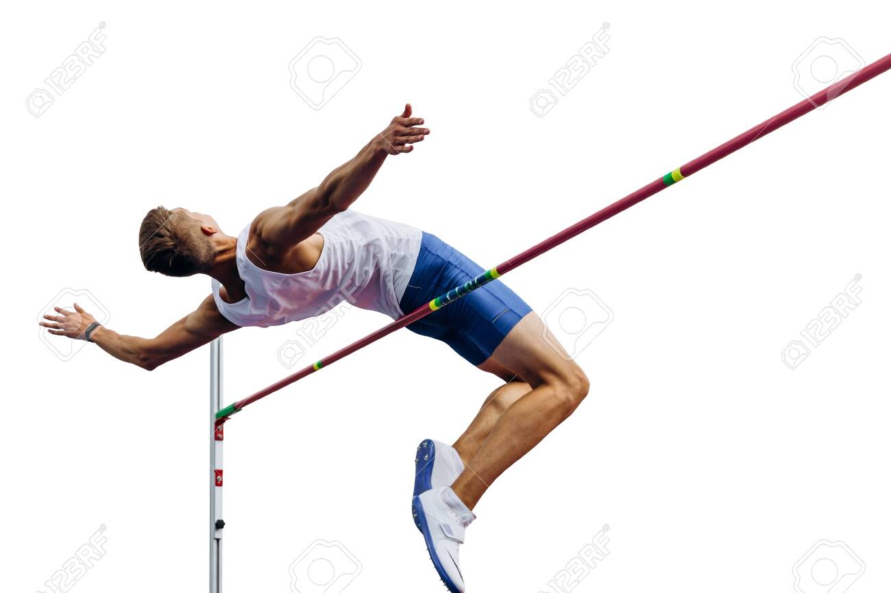 high jump athlete jumper over bar isolated on white background - 129301088 high jump athlete jumper over bar isolated on white background - 129301088